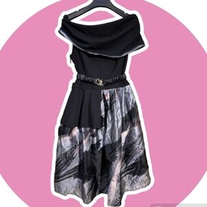 Bridgerton feel Elegant black asymmetric dress